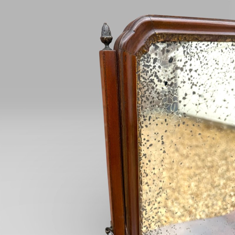 Antique Georgian 1790 Mahogany & Gilt Dressing Table Mirror with Brass Handles - Image 6